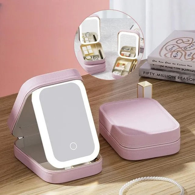 Portable LED Makeup Mirror with Adjustable Light Modes